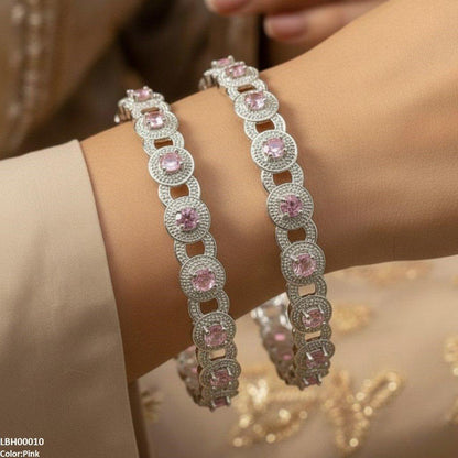 LBH00010 ANI Round Stone Linked Bangle Set - LBH