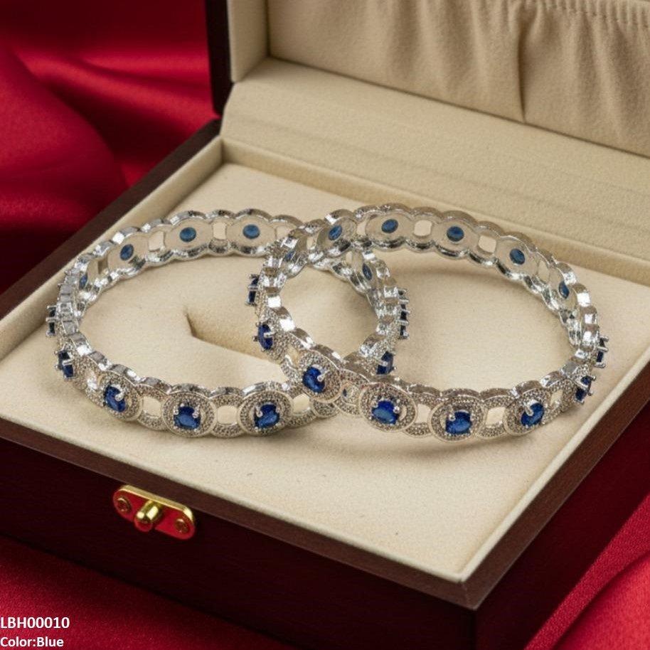 LBH00010 ANI Round Stone Linked Bangle Set - LBH