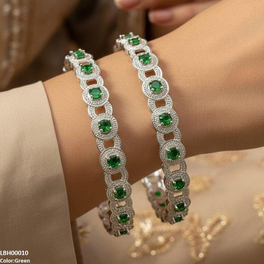 LBH00010 ANI Round Stone Linked Bangle Set - LBH