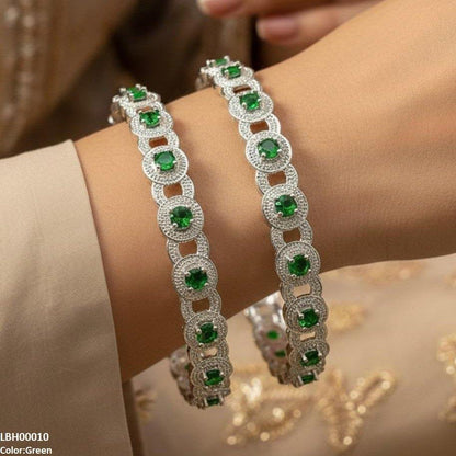 LBH00010 ANI Round Stone Linked Bangle Set - LBH