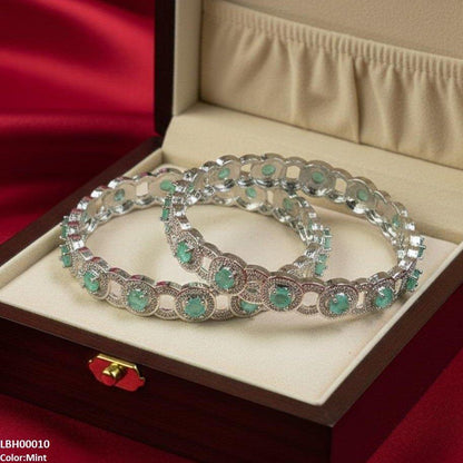 LBH00010 ANI Round Stone Linked Bangle Set - LBH