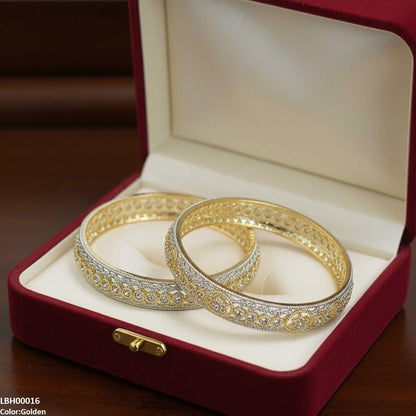 LBH00016 ANI Round Stone Flower Bangle Set - LBH