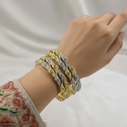 LBH00019 ANI Round Stone Leaf Bangle Set - LBH