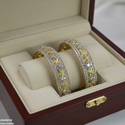LBH00018 ANI Round Flower Leaf Bangle Set - LBH