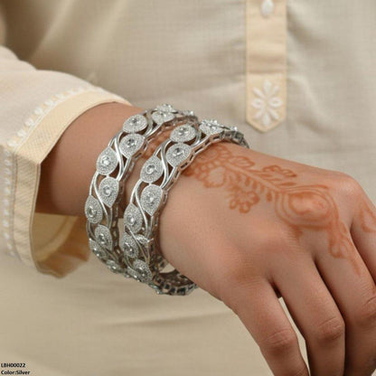 LBH00022 ANI Round Leaf Stone Bangle Set - LBH