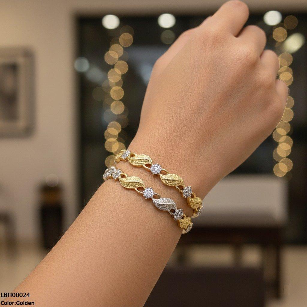 LBH00024 ANI Round Flower/Leaf Bangle Set- LBH