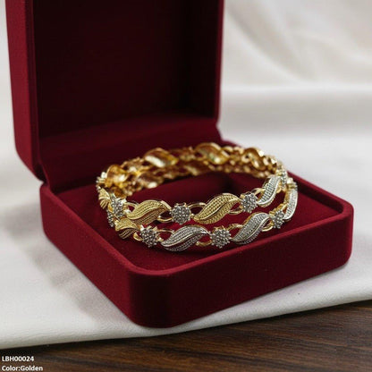 LBH00024 ANI Round Flower/Leaf Bangle Set- LBH