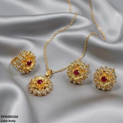 PPSH00266 MZM Flower Pendant Set - PPSH