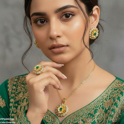 PPSH00266 MZM Flower Pendant Set - PPSH