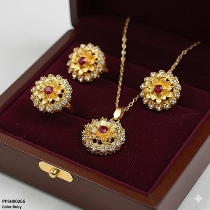 PPSH00266 MZM Flower Pendant Set - PPSH