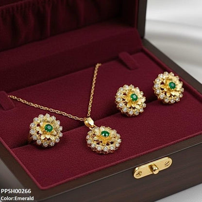 PPSH00266 MZM Flower Pendant Set - PPSH