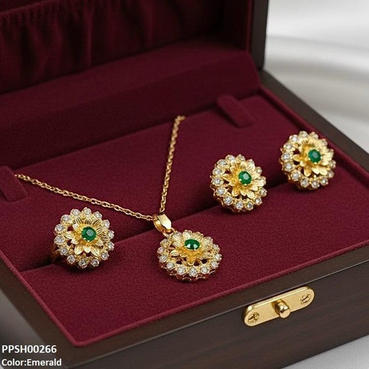 PPSH00266 MZM Flower Pendant Set - PPSH