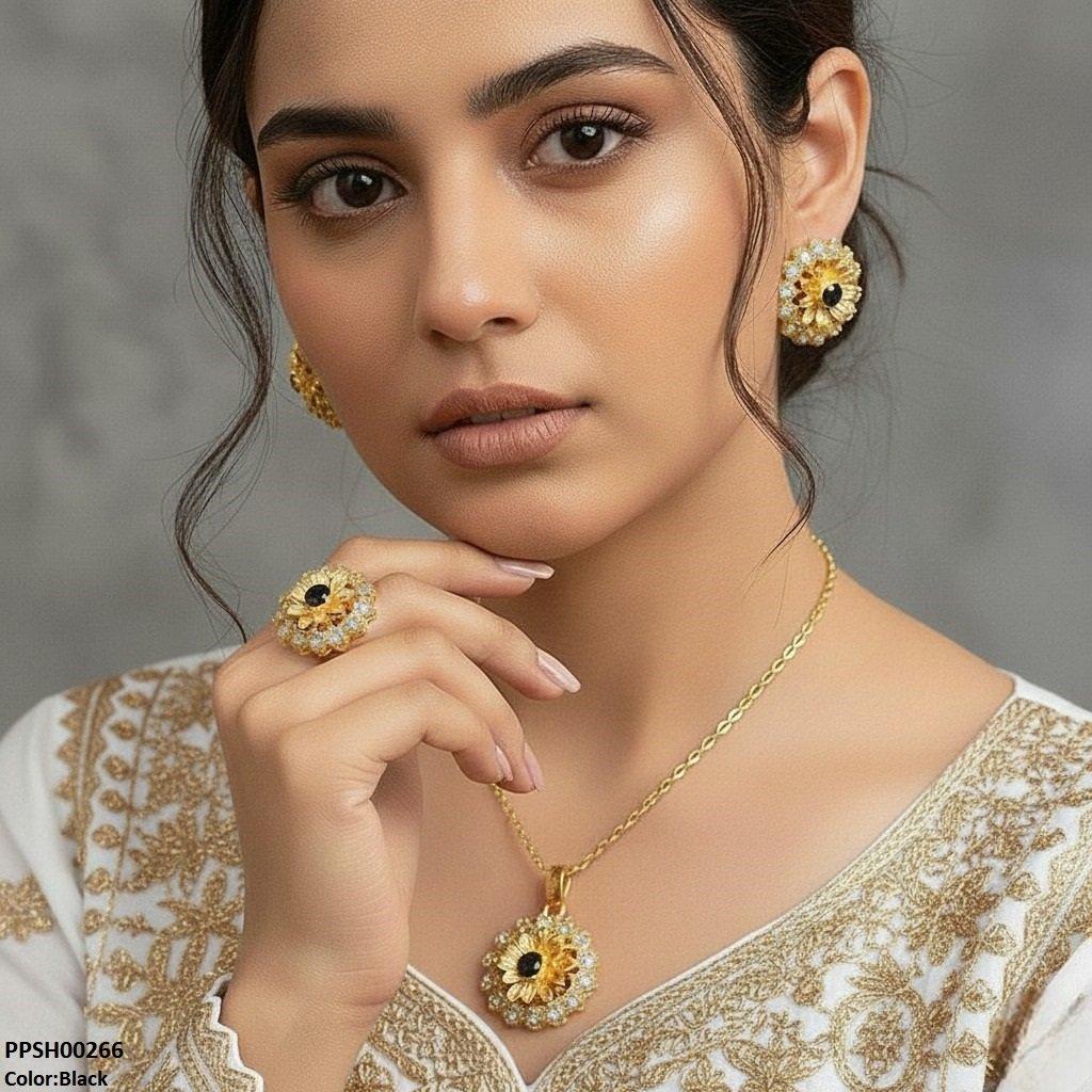 PPSH00266 MZM Flower Pendant Set - PPSH