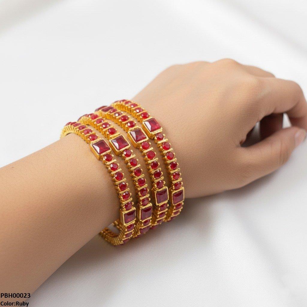 PBH00023 SDQ Square Round 4 Pcs Of Bangles Set - PBH