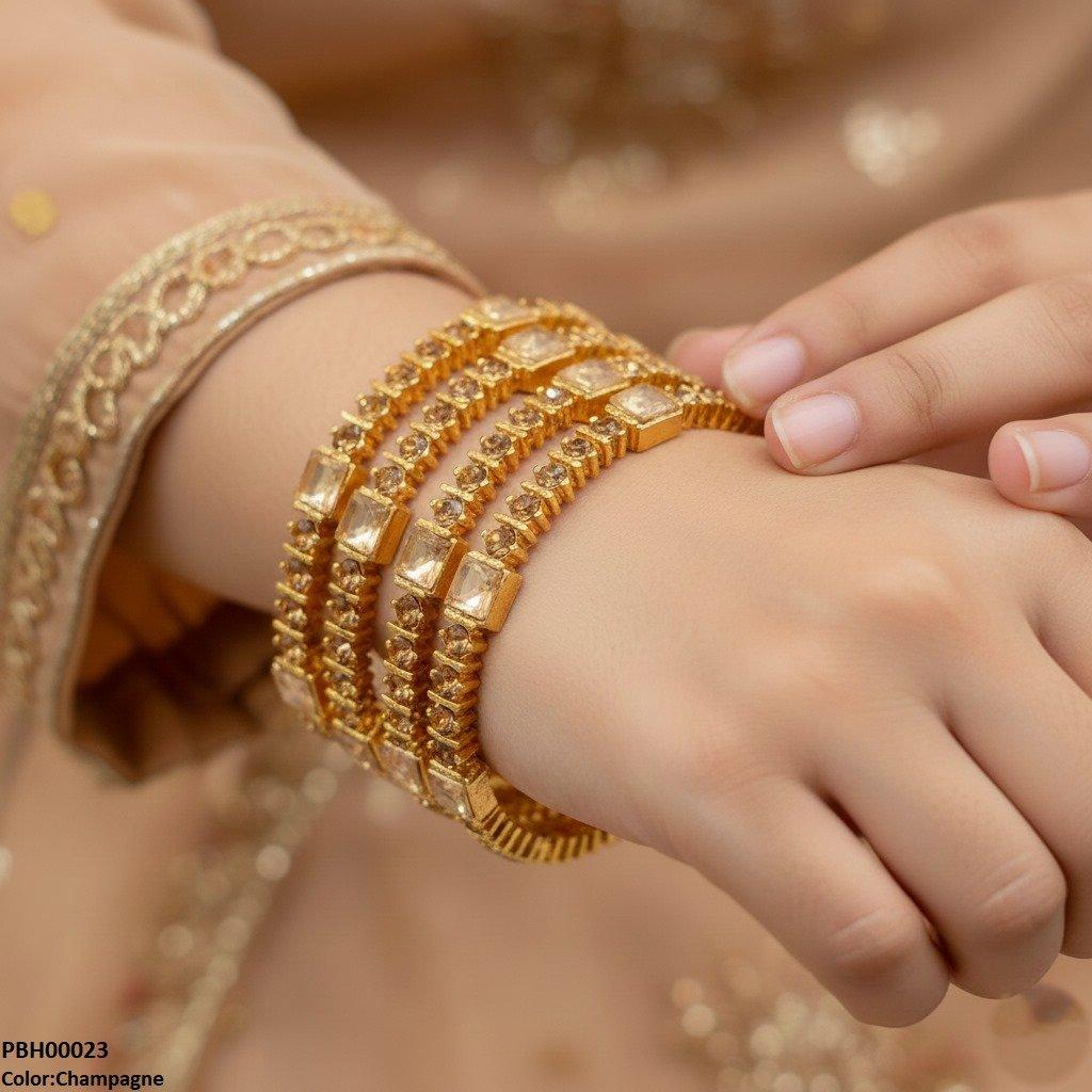 PBH00023 SDQ Square Round 4 Pcs Of Bangles Set - PBH