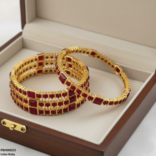 PBH00023 SDQ Square Round 4 Pcs Of Bangles Set - PBH