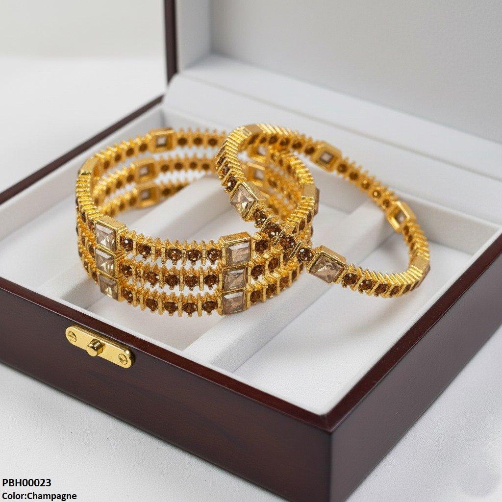 PBH00023 SDQ Square Round 4 Pcs Of Bangles Set - PBH