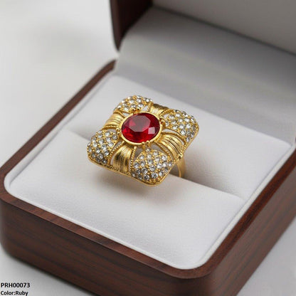 PRH00073 FRN Round Stone Ring Adjustable - PRH