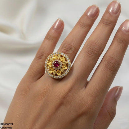 PRH00071 FRN Round Flower Ring Adjustable - PRH