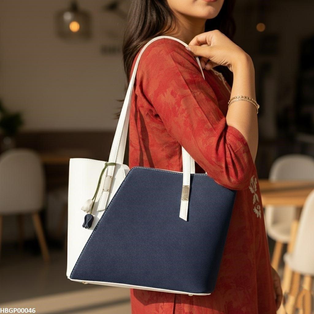HBGP00046 Blue & White Grace Tote Bag - HBGP