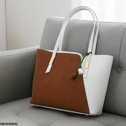 HBGP00045 Brown & White Grace Tote Bag - HBGP