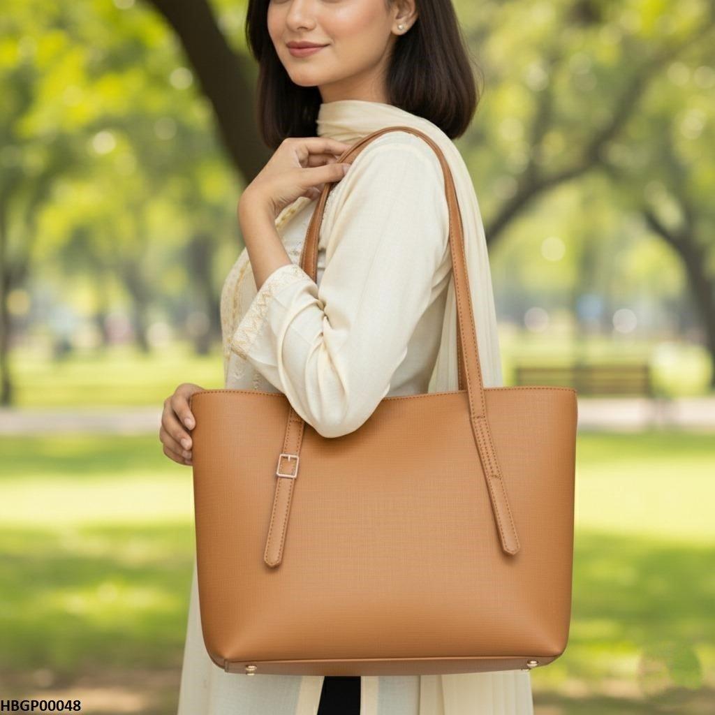 HBGP00048 Light Brown Vintage Tote Bag - HBGP