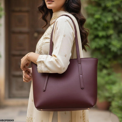 HBGP00049 Dark Brown Vintage Tote Bag - HBGP