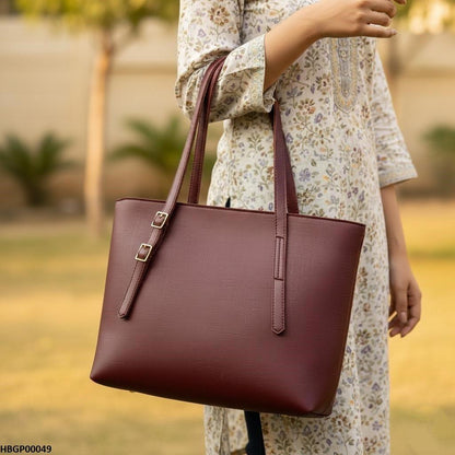 HBGP00049 Dark Brown Vintage Tote Bag - HBGP