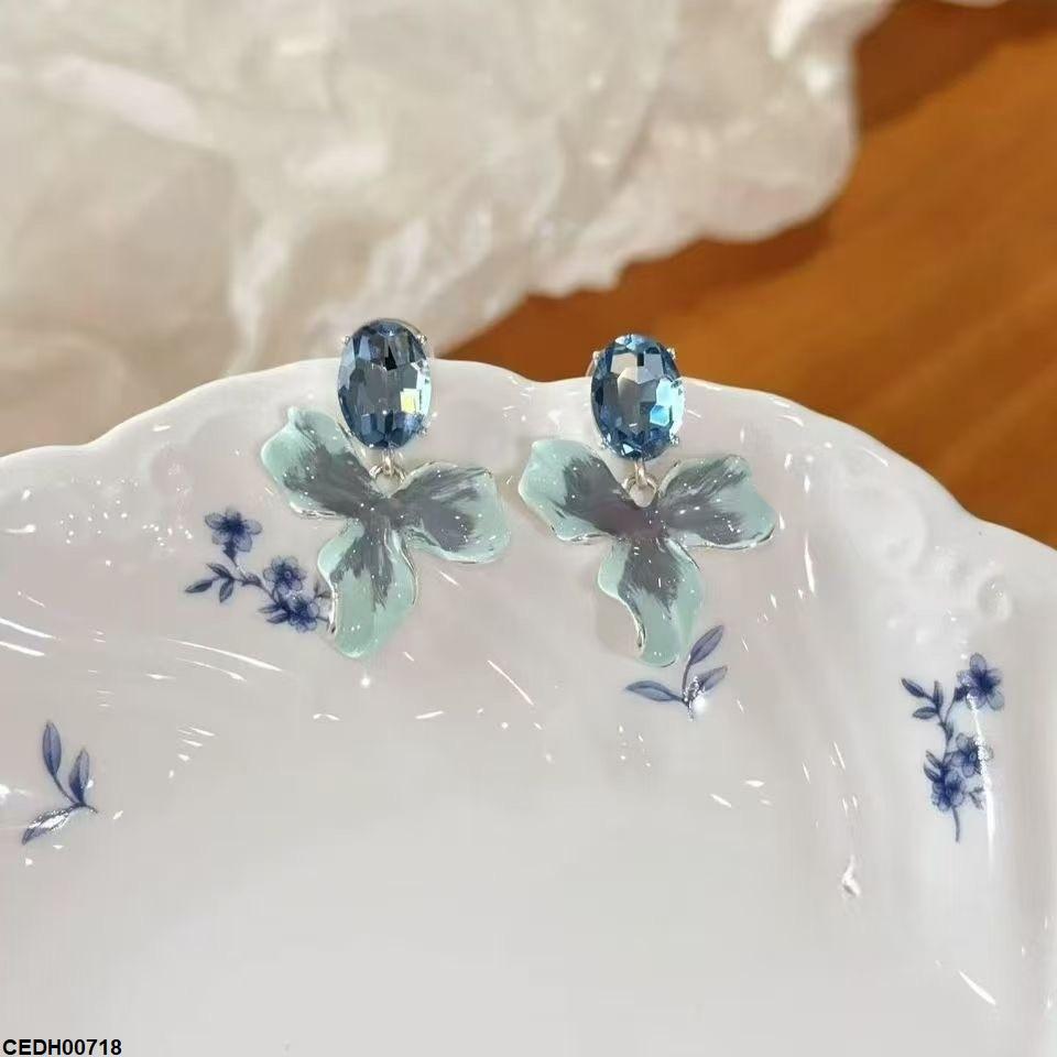 CEDH00718 YHC Oval Flower Drop Earrings - CEDH