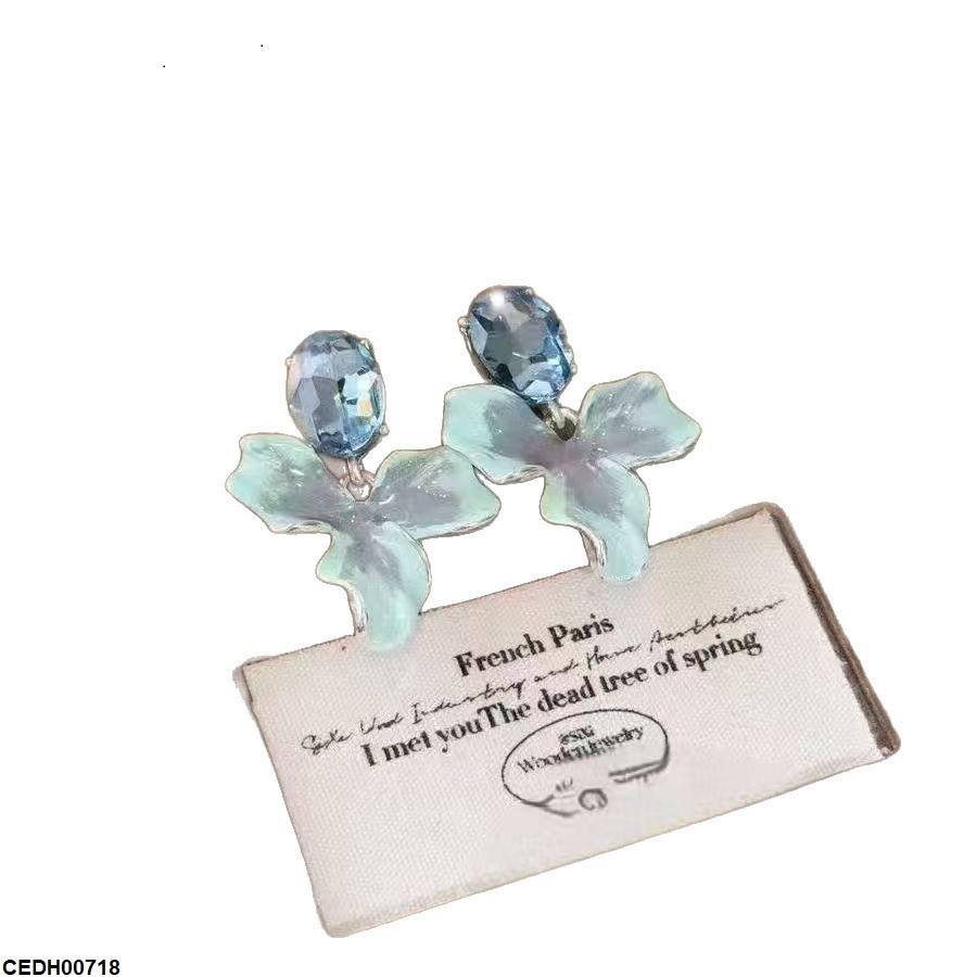CEDH00718 YHC Oval Flower Drop Earrings - CEDH