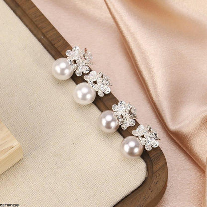 CETH01298 YHC Round Pearl Flower Tops Pair - CETH