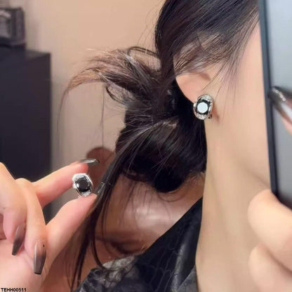 TEHH00511 YHC Round Stone Hoops Pair - TEHH