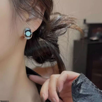 TEHH00511 YHC Round Stone Hoops Pair - TEHH
