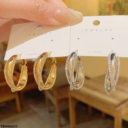 TEHH00517 YHC Round Triple Layer Hoops Pair - TEHH