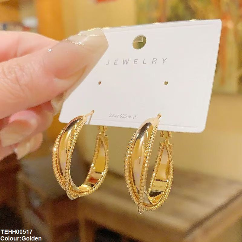 TEHH00517 YHC Round Triple Layer Hoops Pair - TEHH