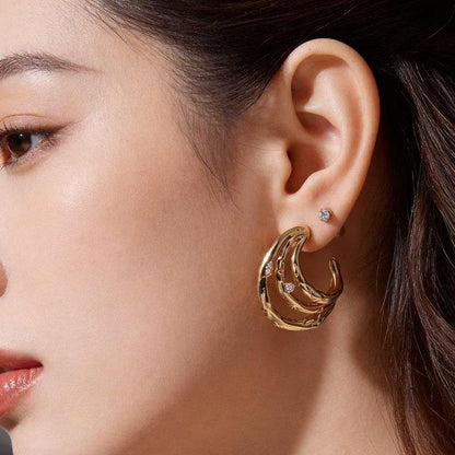 TEHH00514 YHC Three Layer Hoops Pair - TEHH