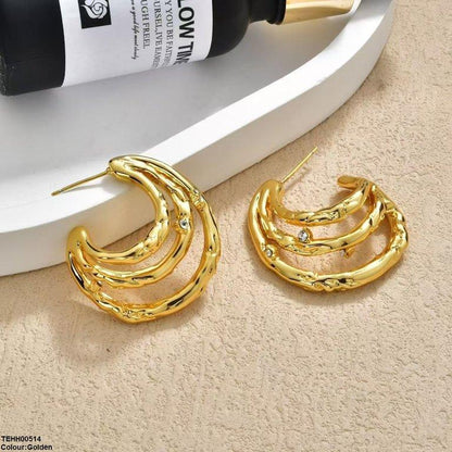TEHH00514 YHC Three Layer Hoops Pair - TEHH