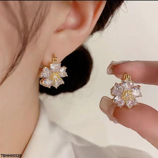 TEHH00529 YHC Heart Flower Hoops Pair - TEHH