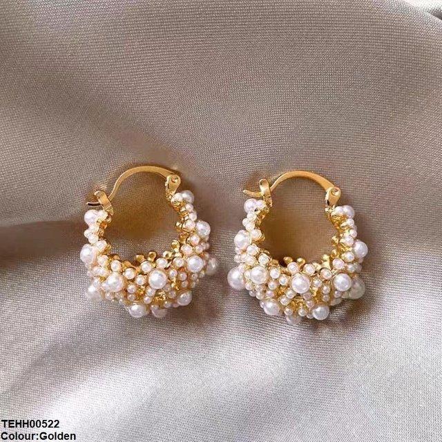 TEHH00522  YHC Round Pearl Hoops Pair - TEHH
