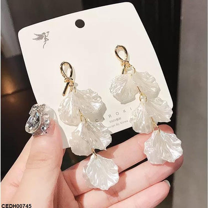 CEDH00745 YHC Pearl Leaf Drop Earrings - CEDH