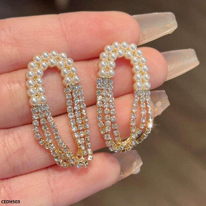 CEDH503 LSH Pearl Chain Drop Earrings Pair