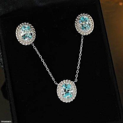TPSH00855 KRL Oval ZIRCON Stone Pendant Set - TPSH