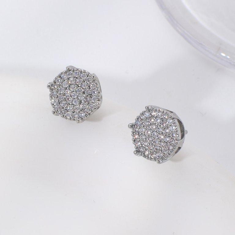 TETH00514 WKO Halo Crystal ZIRCON Stainless Steel Tops Pair - TETH