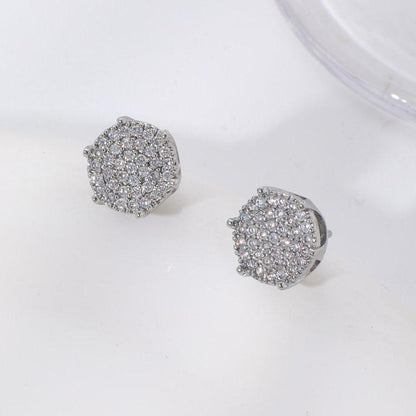 TETH00514 WKO Halo Crystal ZIRCON Stainless Steel Tops Pair - TETH