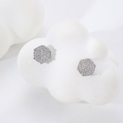 TETH00514 WKO Halo Crystal ZIRCON Stainless Steel Tops Pair - TETH
