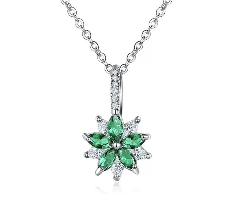 TPSH00948 WKO Stainless Steel Marquise Flower Zircon Pendant - TPSH