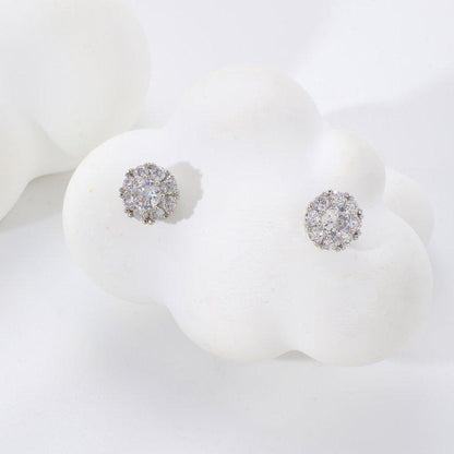 TETH00515 WKO Round ZIRCON Stone Stainless Steel Tops Pair - TETH