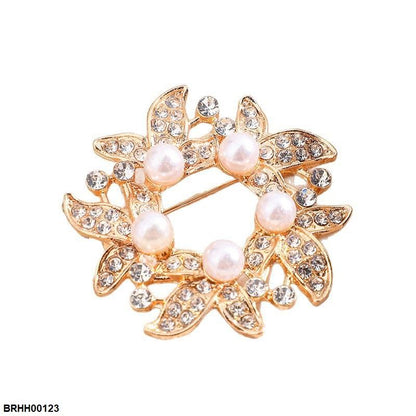 BRHH00123 XST Pearl wreath Zircon Broach - BRHH