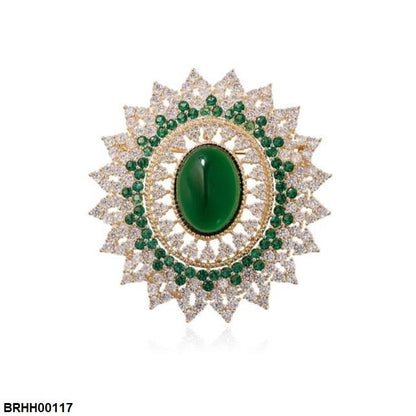 BRHH00117 XST Oval Flower Zircon Broach - BRHH