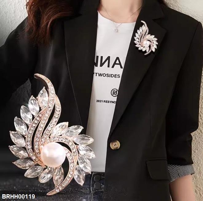 BRHH00119 XST Pearl Rhinestone Zircon Broach - BRHH